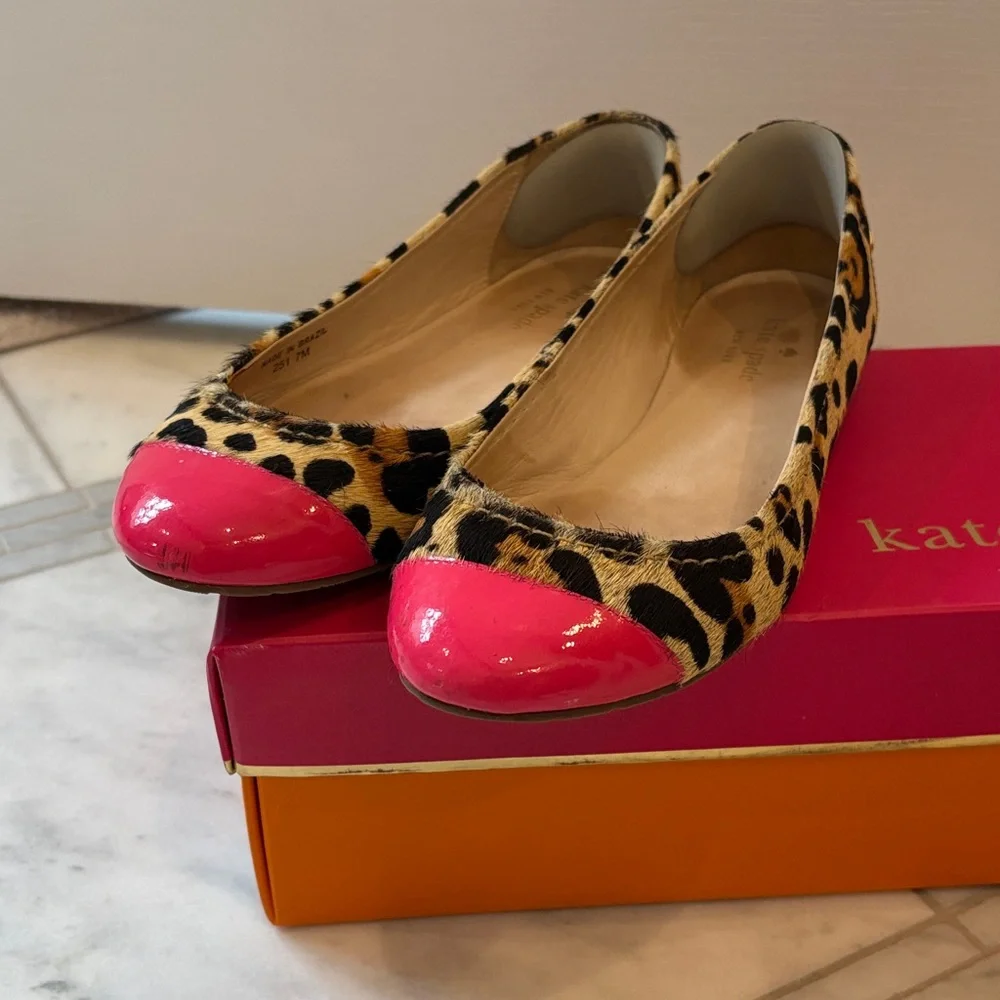 Kate Spade Leopard Print Flats with Pink Toes - Picture 1 of 4